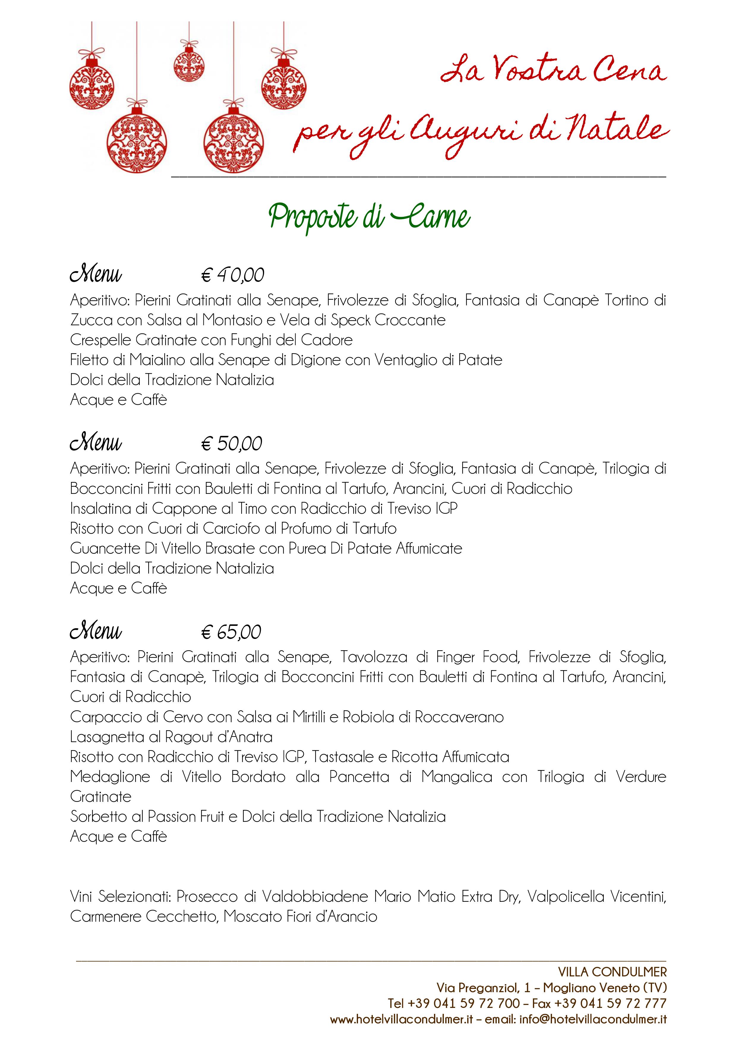 Menu Di Natale 2018 Sono Compresi Ristorante Pizzeria